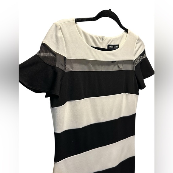 Frank Lyman Design Black and White Striped Midi Dress size 8 - Picture 5 of 7